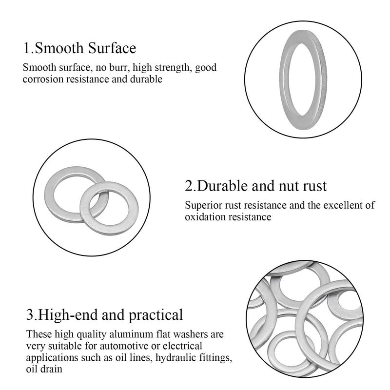 DYWISHKEY 540Pcs 18 Sizes Automotive Metric Oil Drain Plug Gasket Aluminum Flat Washer Assortment Kit (M6 M8 M10 M12 M14 M16 M18 M20 M22 M24) - Image 4